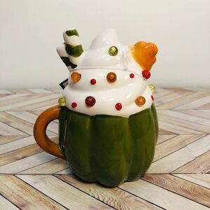 Hobby Lobby Pumpkin Mug With Whip LED Light Up Green